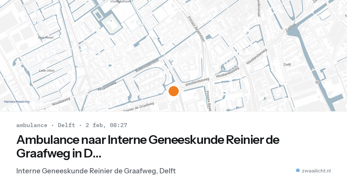 Ambulance naar Interne Geneeskunde Reinier de Graafweg in Delft — 2 feb 2026