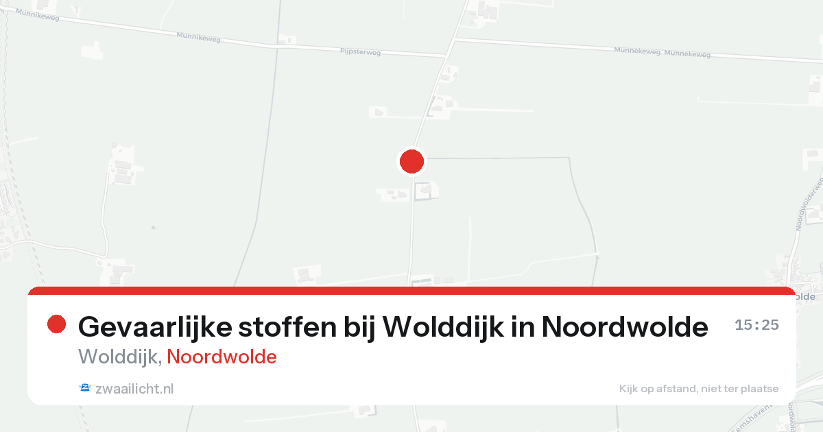 Gevaarlijke stoffen bij Wolddijk in Noordwolde — 17 aug 2026