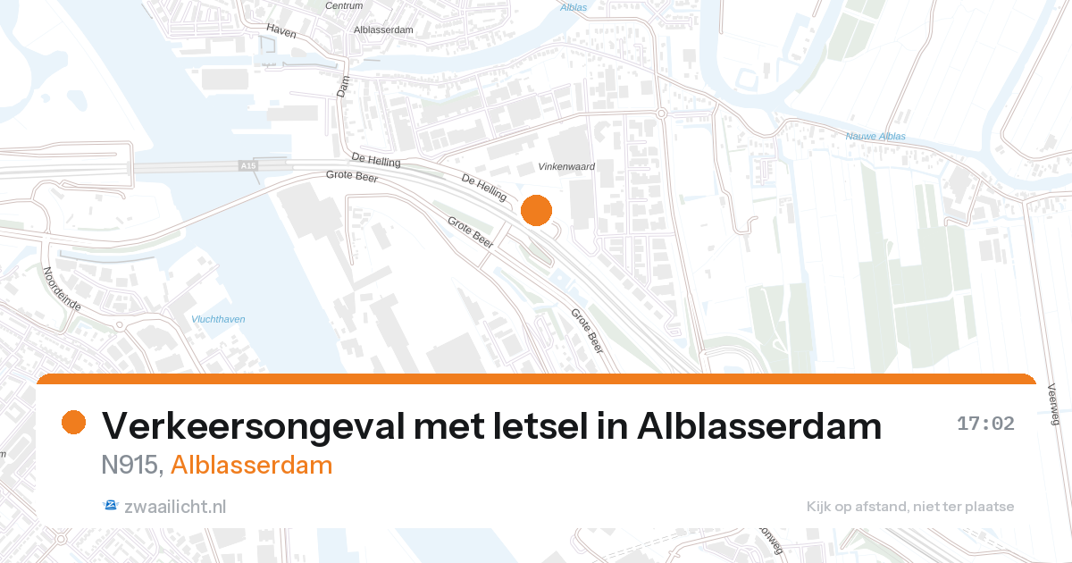 Verkeersongeval met letsel in Alblasserdam — 28 aug 2026