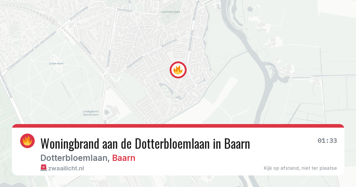 Woningbrand aan de Dotterbloemlaan in Baarn — 30 jan 2026