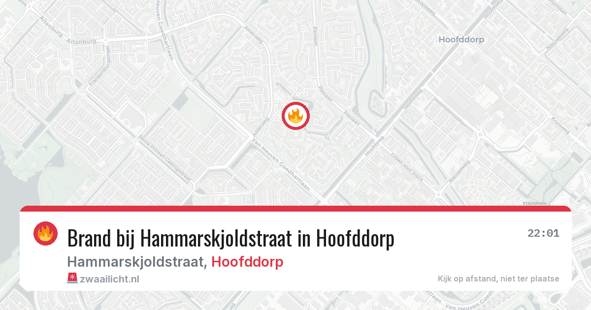 Brand bij Hammarskjoldstraat in Hoofddorp — 24 apr 2026