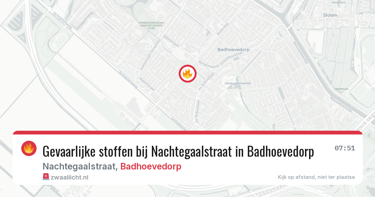Gevaarlijke stoffen bij Nachtegaalstraat in Badhoevedorp — 31 jul 2026