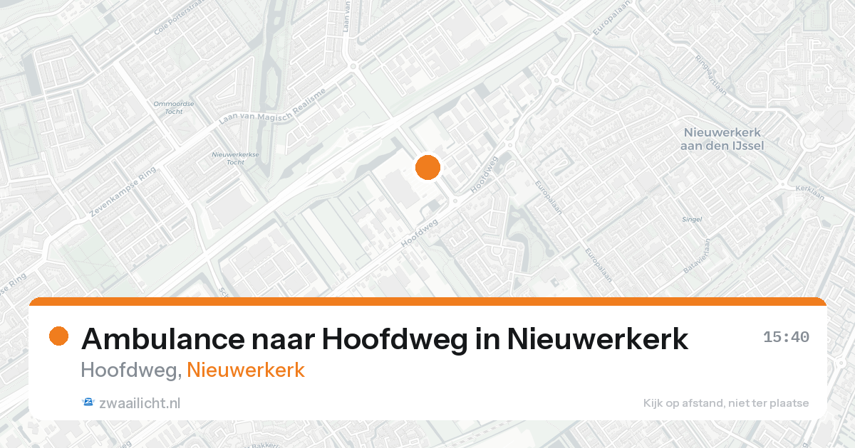 Ambulance naar Hoofdweg in Nieuwerkerk — 15 aug 2026