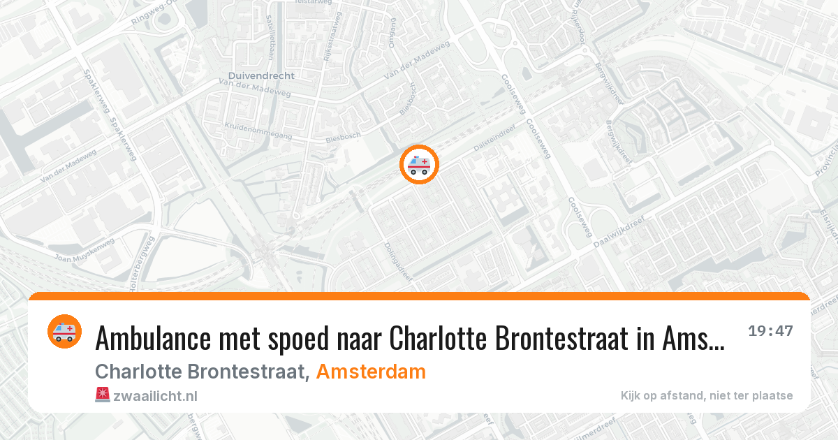 Ambulance met spoed naar Charlotte Brontestraat in Amsterdam — 16 mei 2026