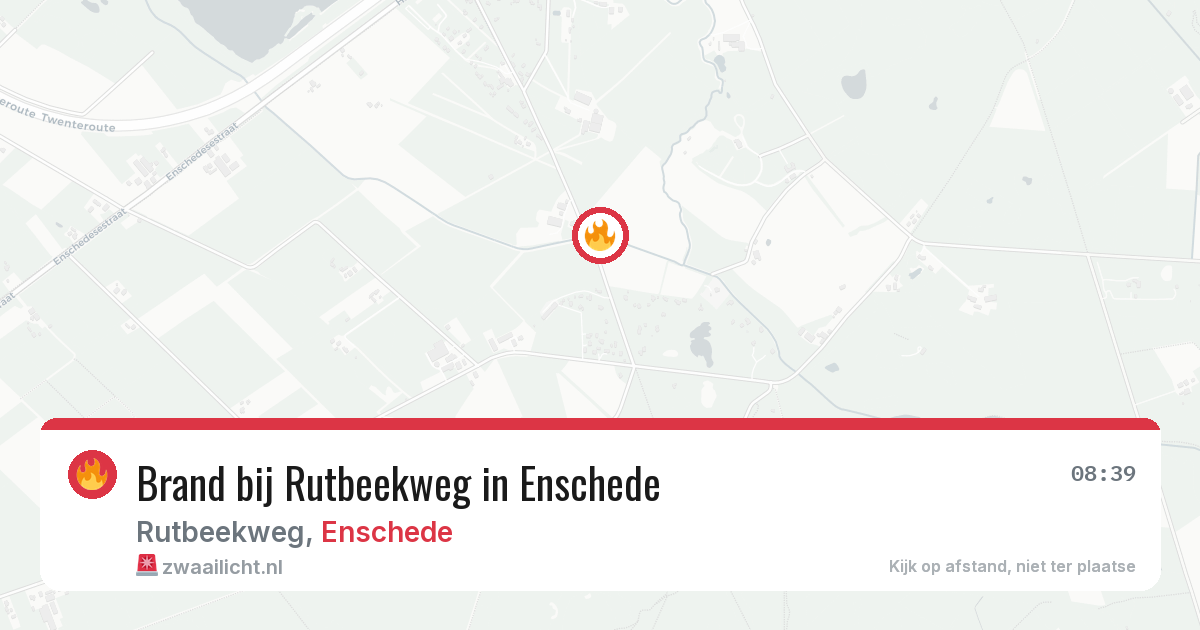 Brand bij Rutbeekweg in Enschede — 9 aug 2026