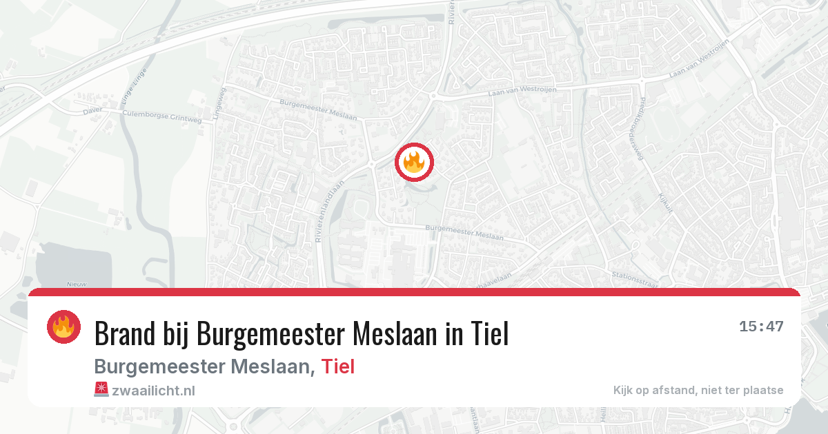 Brand bij Burgemeester Meslaan in Tiel — 20 jun 2026