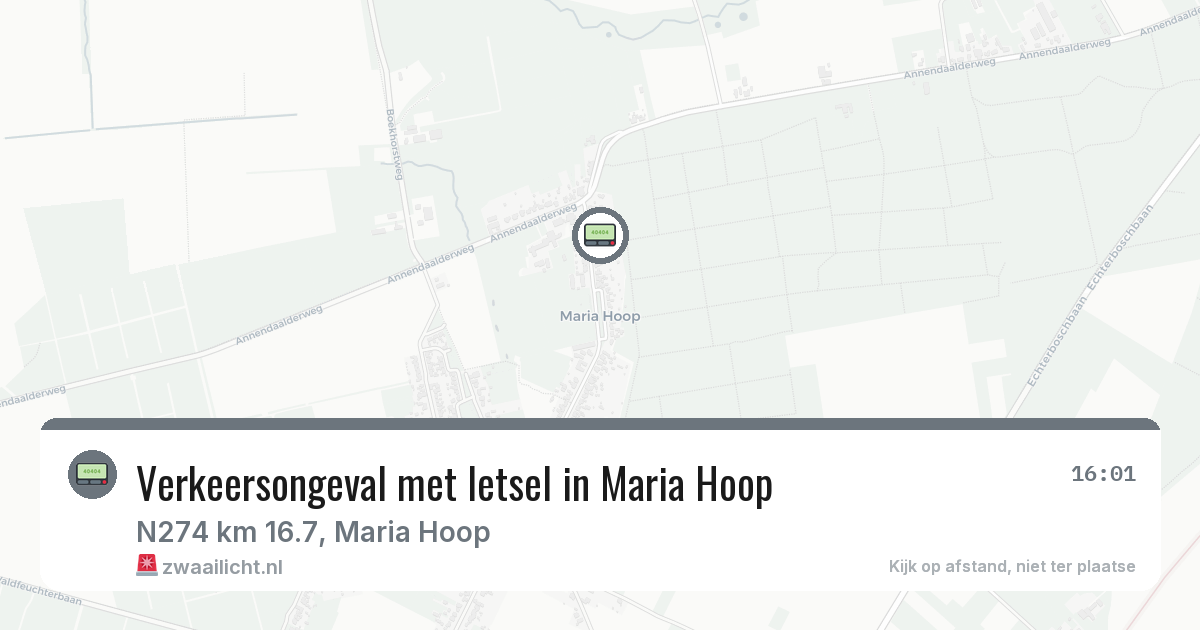 Verkeersongeval met letsel in Maria Hoop — 30 mei 2026