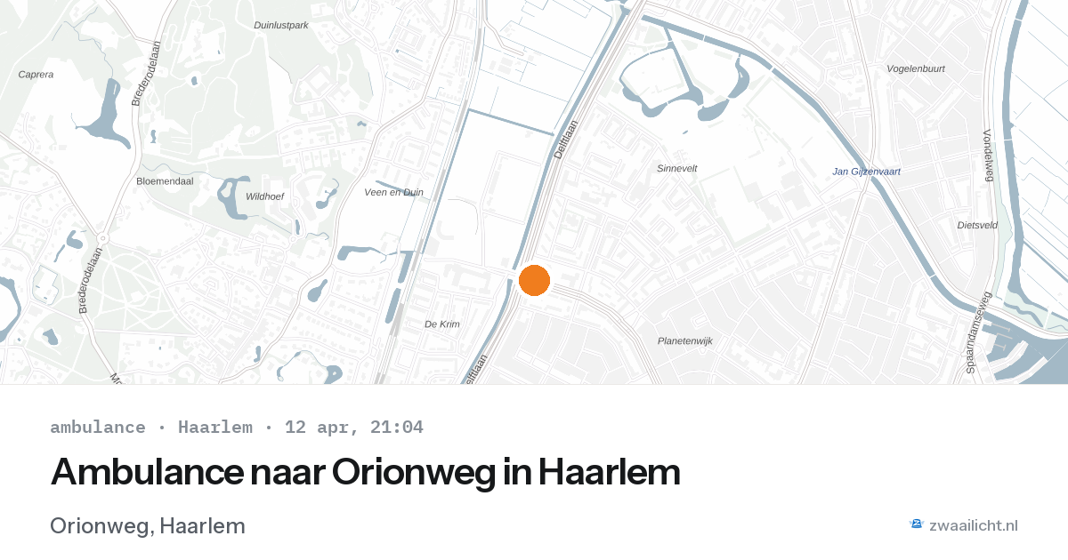 Ambulance naar Orionweg in Haarlem — 12 apr 2026