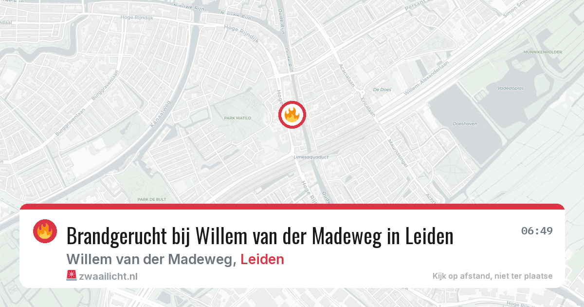Brandgerucht bij Willem van der Madeweg in Leiden — 29 jul 2026