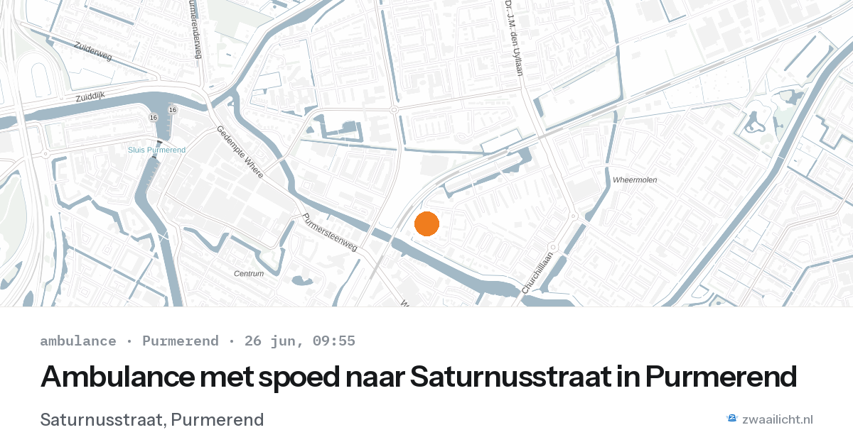 Ambulance met spoed naar Saturnusstraat in Purmerend — 26 jun 2026
