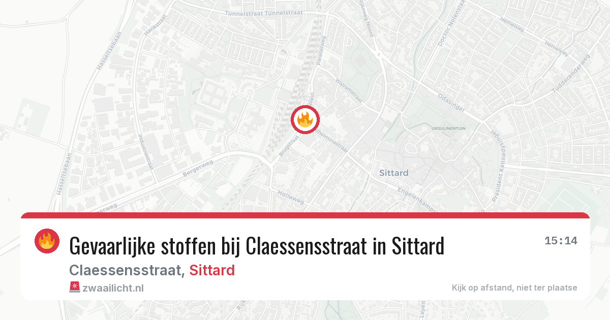 Gevaarlijke stoffen bij Claessensstraat in Sittard — 29 jun 2026