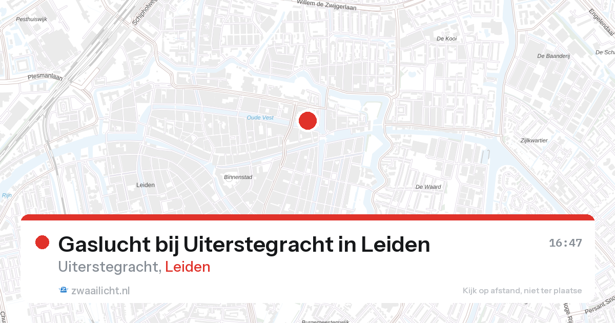 Gaslucht bij Uiterstegracht in Leiden — 22 mrt 2026