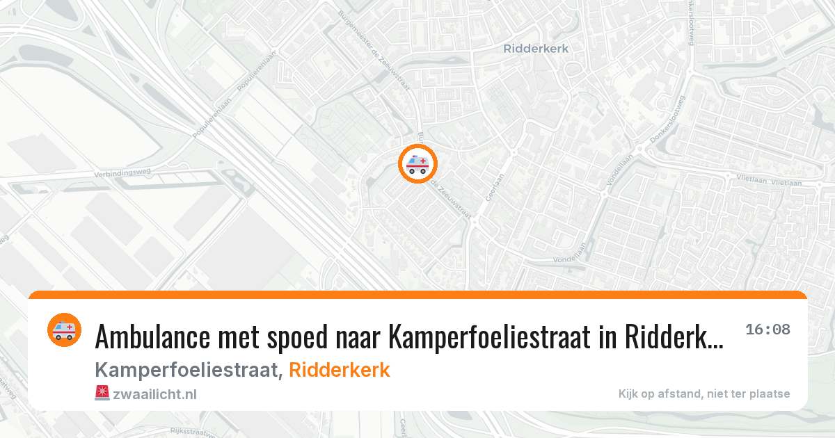 Ambulance met spoed naar Kamperfoeliestraat in Ridderkerk — 16 jun 2026