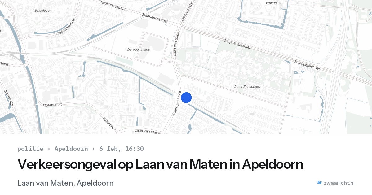 Verkeersongeval op Laan van Maten in Apeldoorn — 6 feb 2026