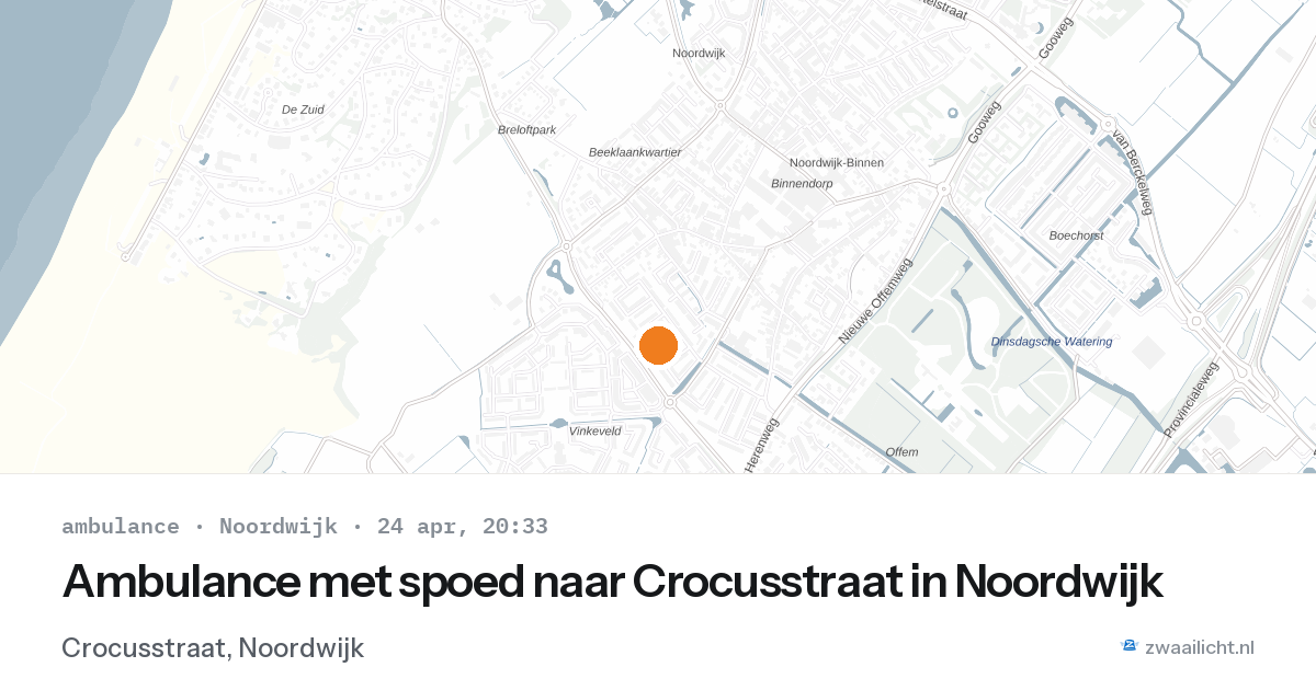 Ambulance met spoed naar Crocusstraat in Noordwijk — 24 apr 2026