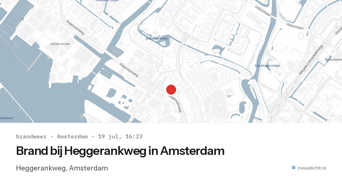 Brand bij Heggerankweg in Amsterdam — 19 jul 2026