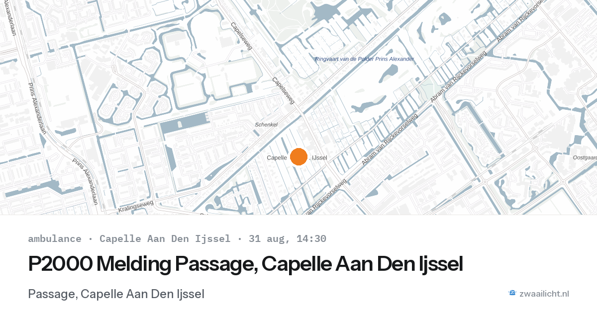 P2000 Melding Passage, Capelle Aan Den Ijssel — 31 aug 2026