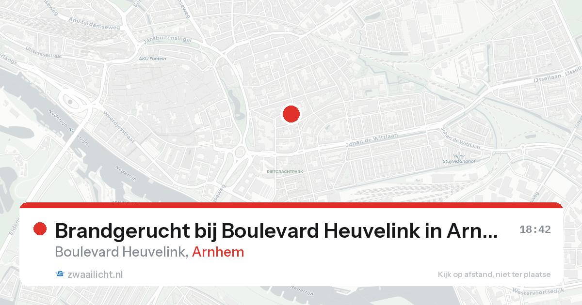 Brandgerucht bij Boulevard Heuvelink in Arnhem — 16 aug 2026