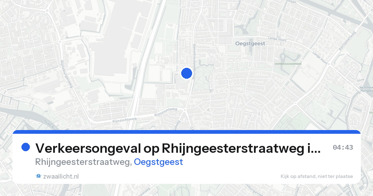 Verkeersongeval op Rhijngeesterstraatweg in Oegstgeest — 17 aug 2026