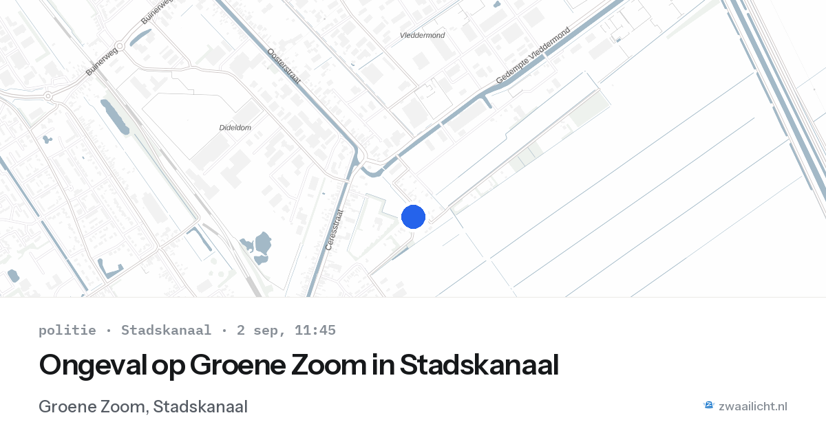 Ongeval op Groene Zoom in Stadskanaal — 2 sep 2026