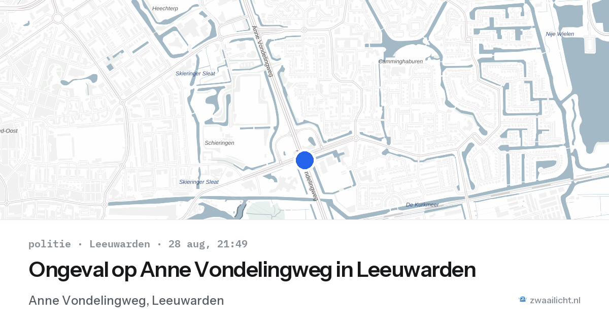 Ongeval op Anne Vondelingweg in Leeuwarden — 28 aug 2026