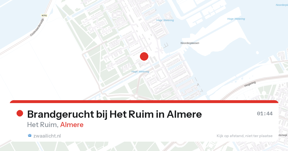 Brandgerucht bij Het Ruim in Almere — 17 mrt 2026