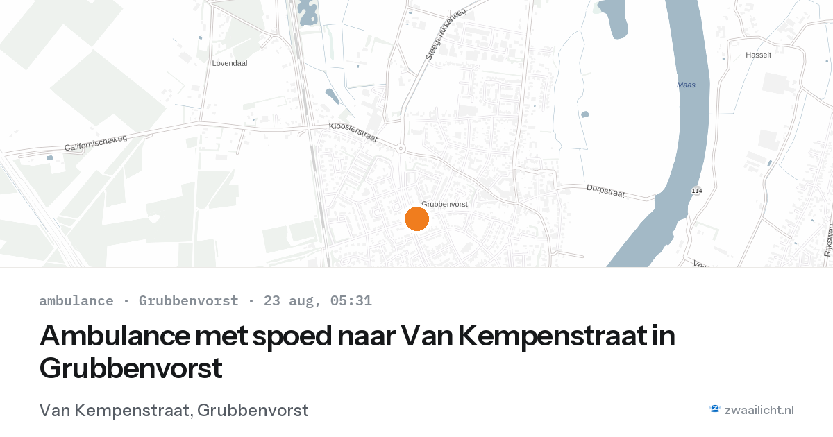 Ambulance met spoed naar Van Kempenstraat in Grubbenvorst — 23 aug 2026