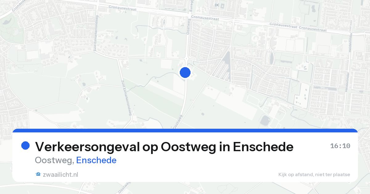 Verkeersongeval op Oostweg in Enschede — 20 aug 2026