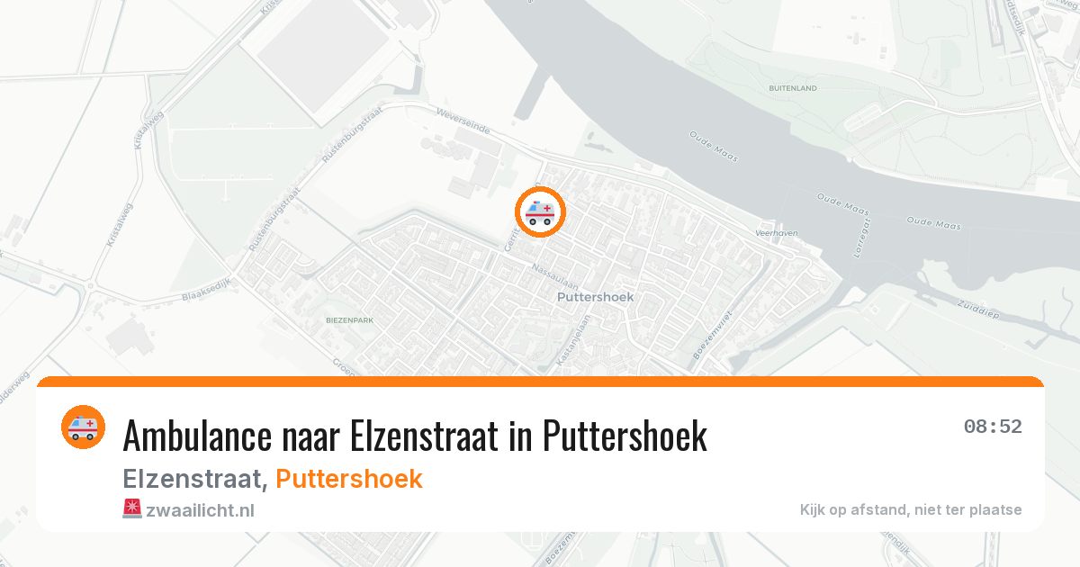 Ambulance naar Elzenstraat in Puttershoek — 25 jun 2026