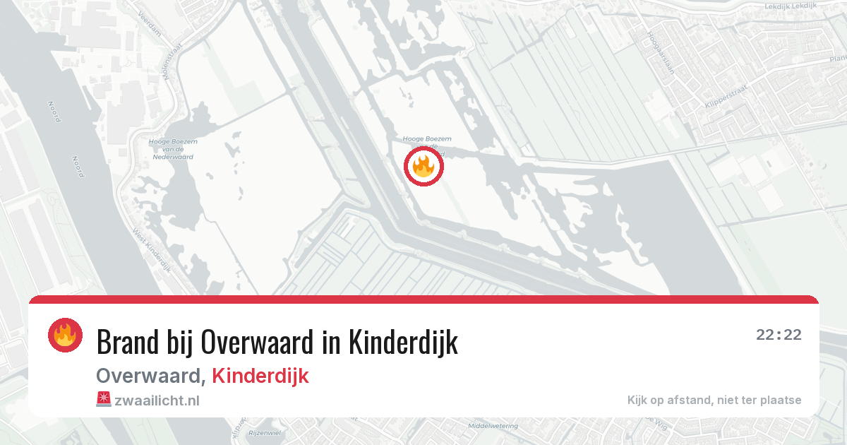 Brand bij Overwaard in Kinderdijk — 4 aug 2026