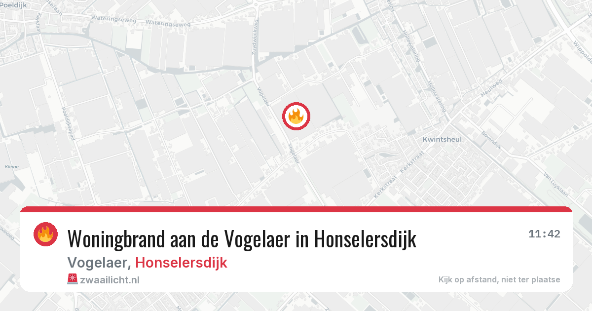 Woningbrand aan de Vogelaer in Honselersdijk — 11 aug 2026