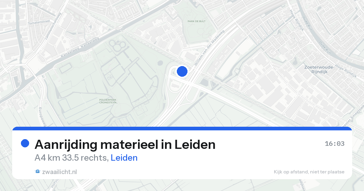 Aanrijding materieel in Leiden — 20 aug 2026