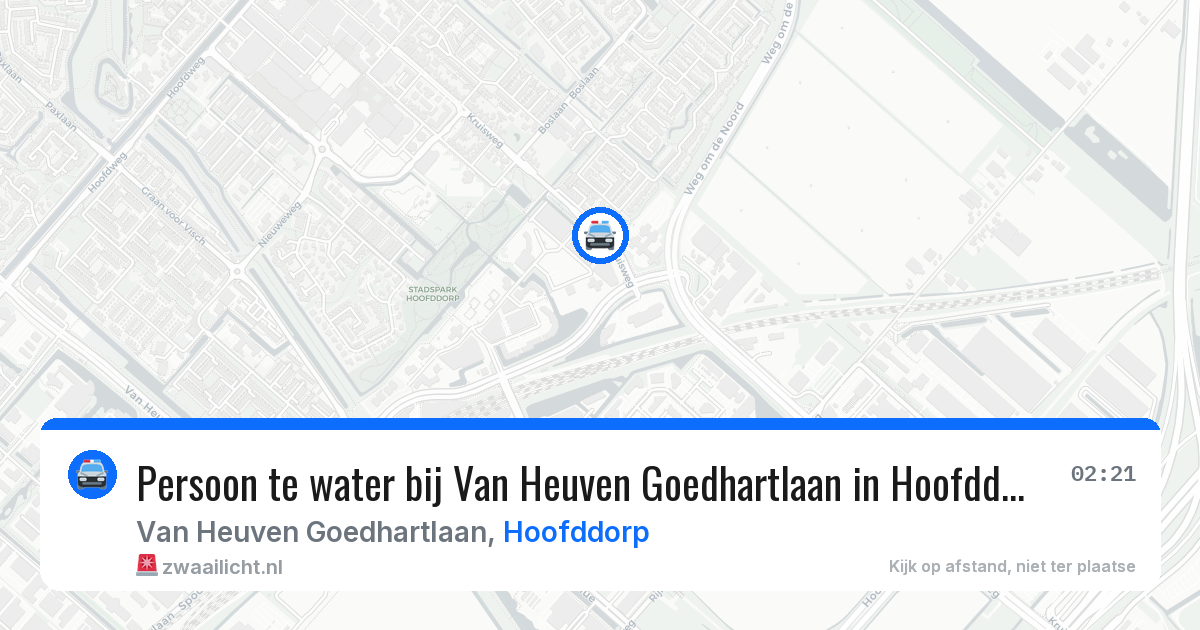 Persoon te water bij Van Heuven Goedhartlaan in Hoofddorp — 2 aug 2026