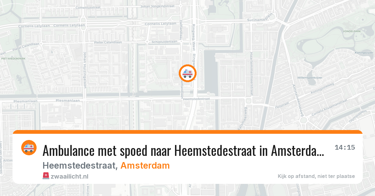 Ambulance met spoed naar Heemstedestraat in Amsterdam — 13 aug 2026