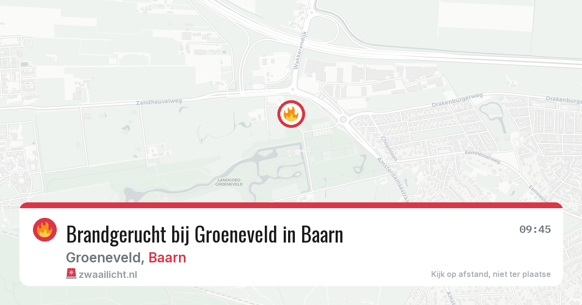 Brandgerucht bij Groeneveld in Baarn — 13 jun 2026