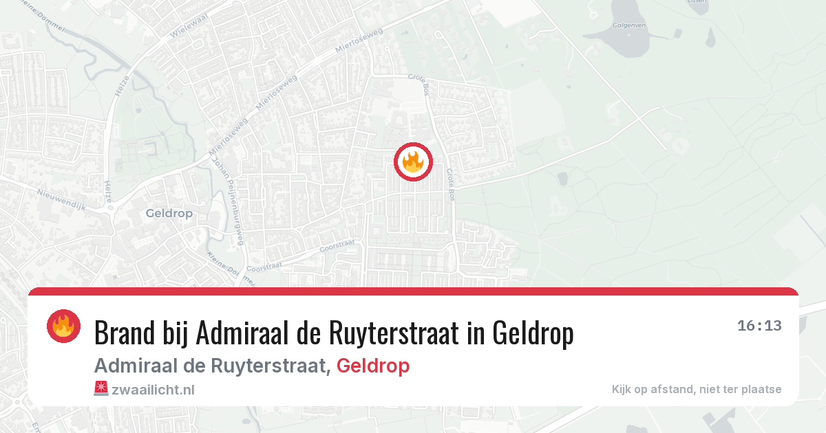Brand bij Admiraal de Ruyterstraat in Geldrop — 14 aug 2026