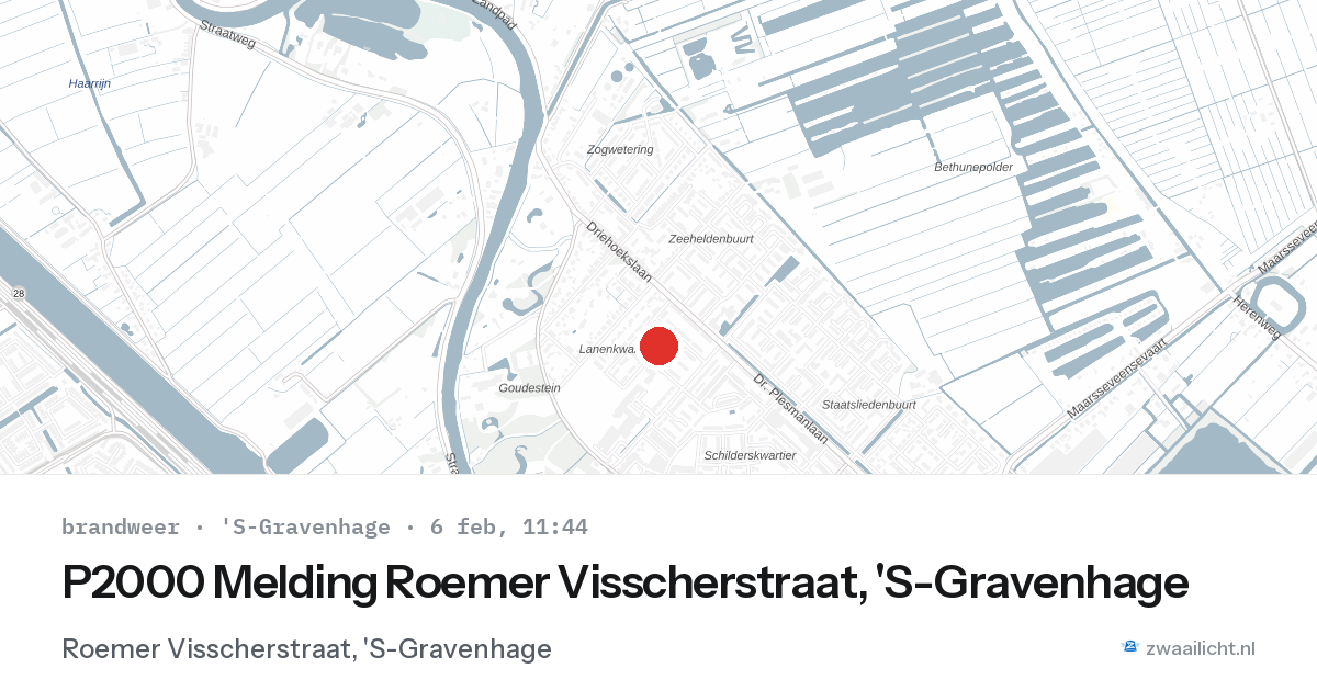 P2000 Melding Roemer Visscherstraat, 'S-Gravenhage — 6 feb 2026