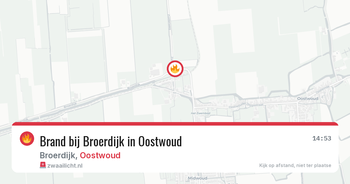 Brand bij Broerdijk in Oostwoud — 1 aug 2026
