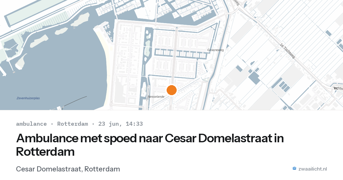 Ambulance met spoed naar Cesar Domelastraat in Rotterdam — 23 jun 2026