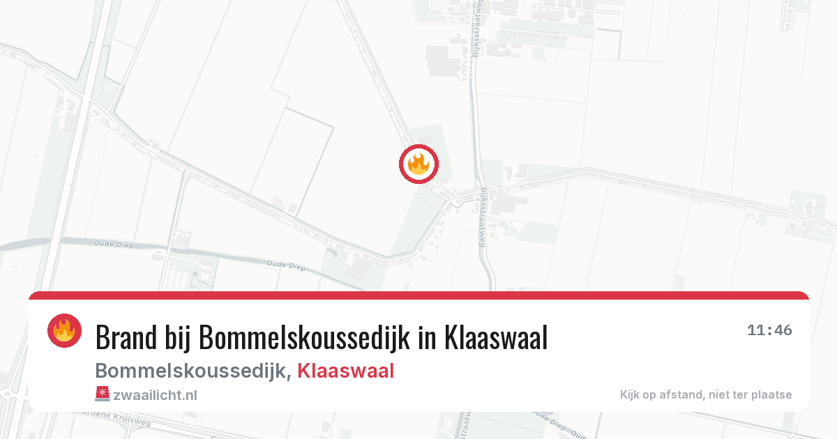 Brand bij Bommelskoussedijk in Klaaswaal — 21 apr 2026