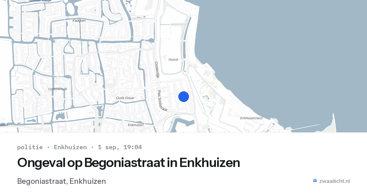 Ongeval op Begoniastraat in Enkhuizen — 1 sep 2026