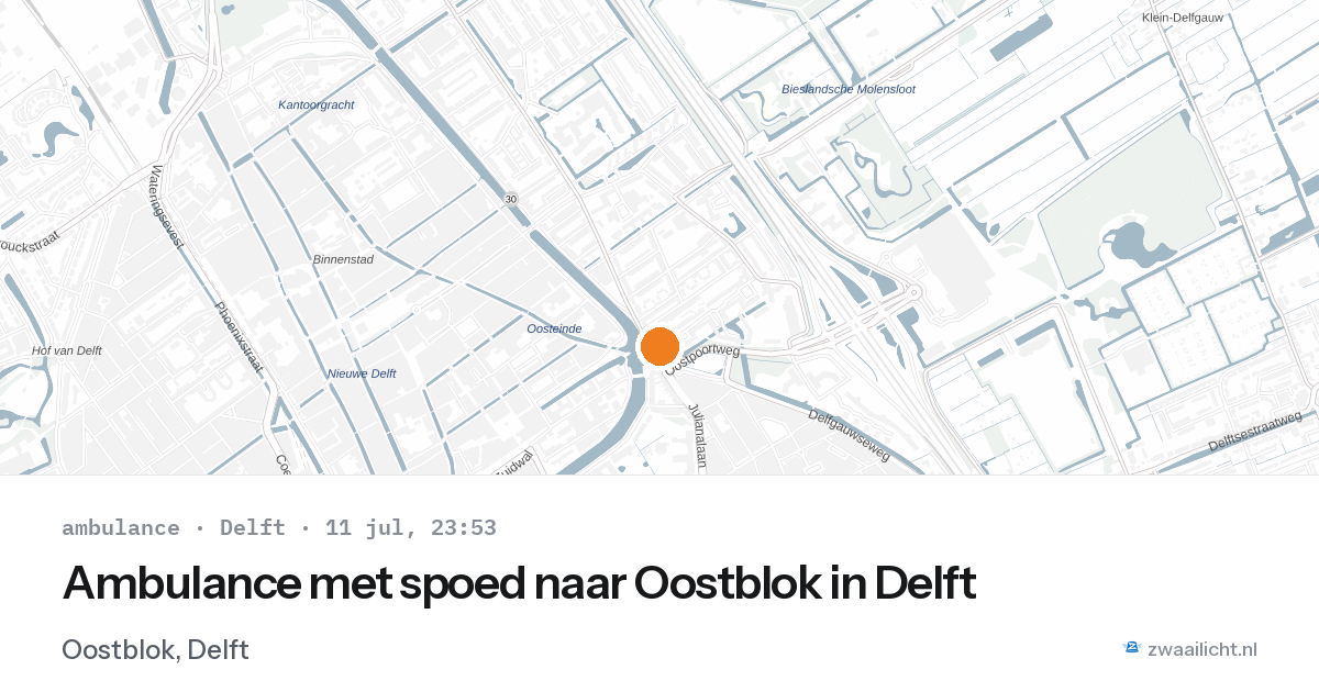 Ambulance met spoed naar Oostblok in Delft — 11 jul 2026