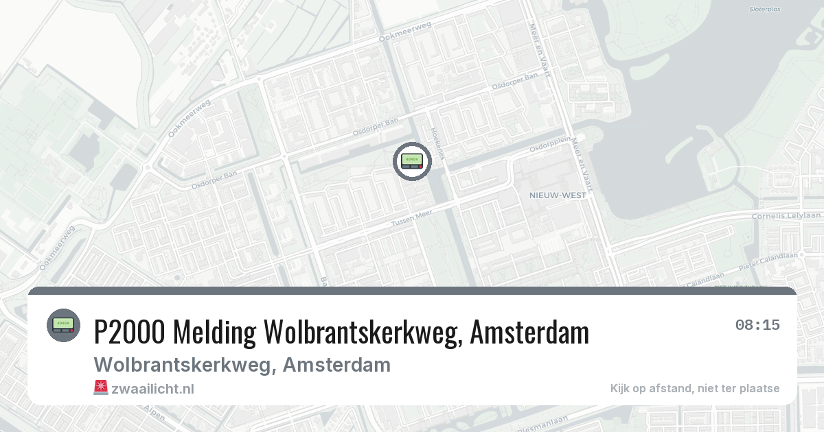 P2000 Melding Wolbrantskerkweg, Amsterdam — 3 mei 2026
