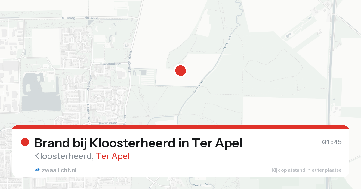 Brand bij Kloosterheerd in Ter Apel — 20 aug 2026
