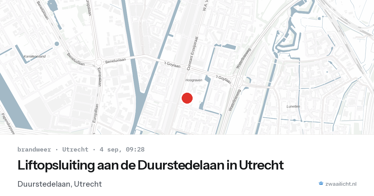 Liftopsluiting aan de Duurstedelaan in Utrecht — 4 sep 2026