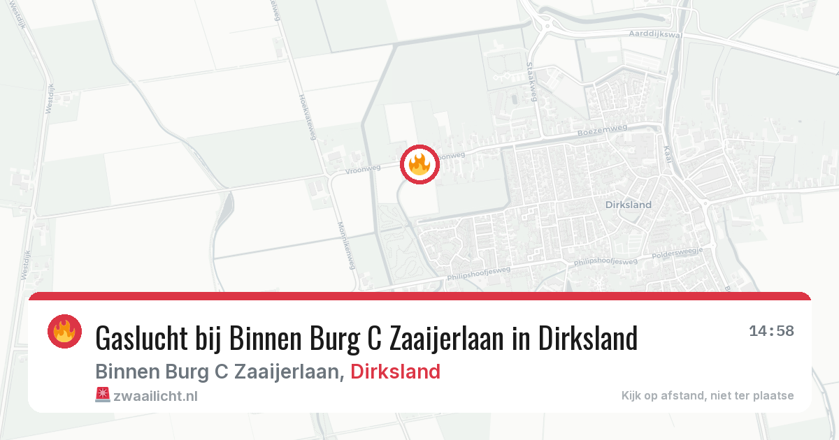 Gaslucht bij Binnen Burg C Zaaijerlaan in Dirksland — 23 apr 2026