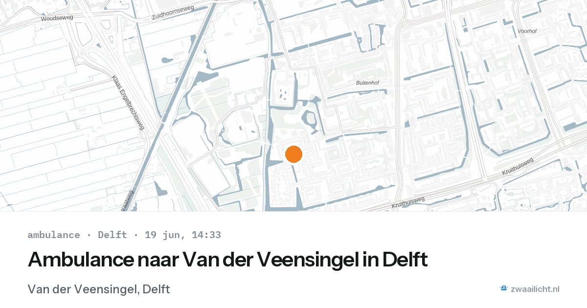 Ambulance naar Van der Veensingel in Delft — 19 jun 2026