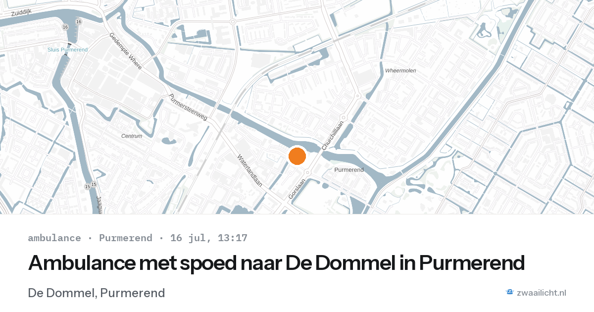 Ambulance met spoed naar De Dommel in Purmerend — 16 jul 2026