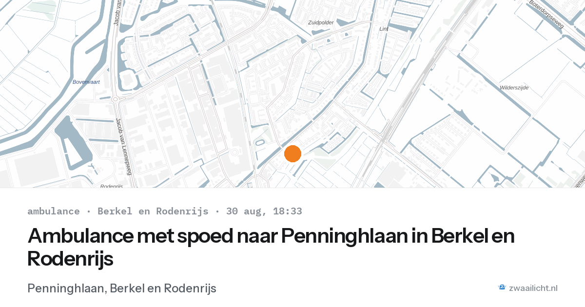 Ambulance met spoed naar Penninghlaan in Berkel en Rodenrijs — 30 aug 2026