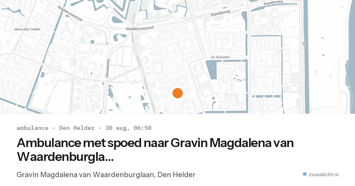 Ambulance met spoed naar Gravin Magdalena van Waardenburglaan in Den Helder — 30 aug 2026